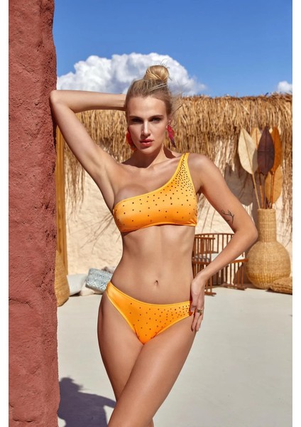 Tek Omuz Taş Baskılı Bikini Takım 254250