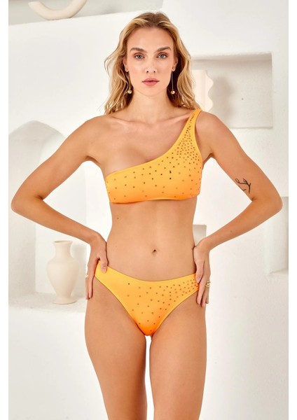 Tek Omuz Taş Baskılı Bikini Takım 254250