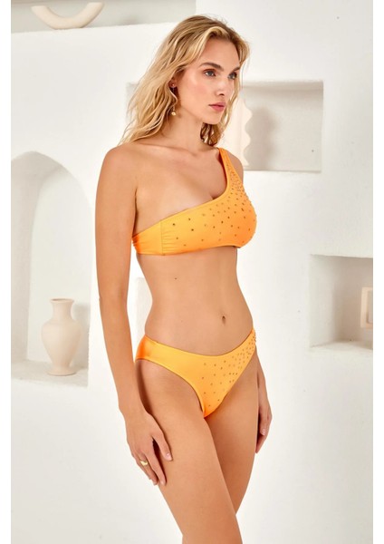 Tek Omuz Taş Baskılı Bikini Takım 254250