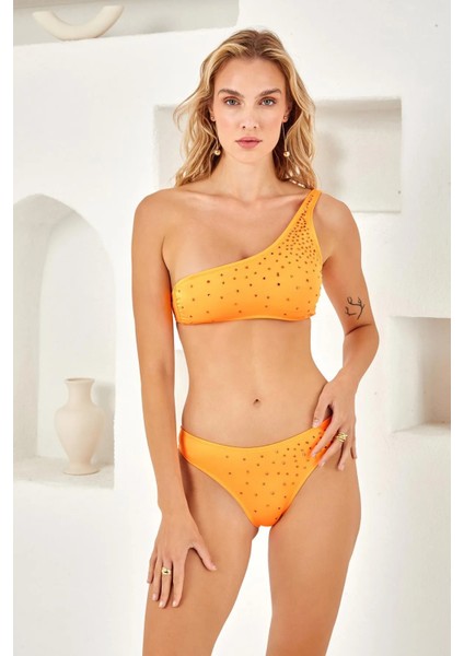 Tek Omuz Taş Baskılı Bikini Takım 254250