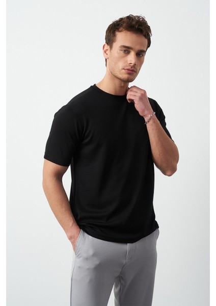 Modal Kumaş Regular Fit Sıfır Yaka T-Shirt