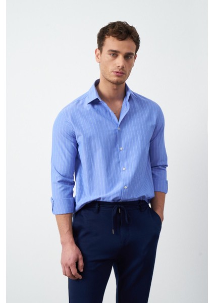 Boxy Fit Çizgili Erkek Gömlek modelleri