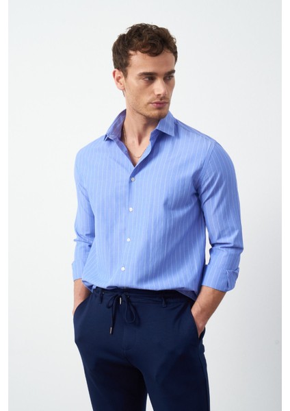 Boxy Fit Çizgili Erkek Gömlek fırsatları