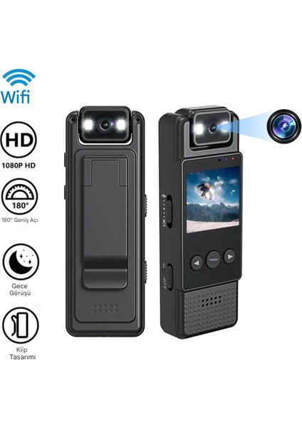 180° Dönebilen Lensli 1080P Vücut Kamerası Giyilebilir Video Kamera Açık Hava, Seyahat fiyatları