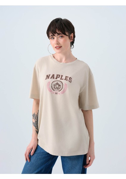 Regular Fit Bej Kadın T-Shirt LF2038458