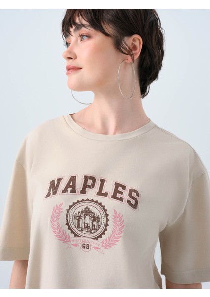 Regular Fit Bej Kadın T-Shirt LF2038458