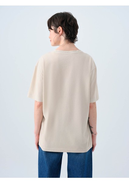 Regular Fit Bej Kadın T-Shirt LF2038458