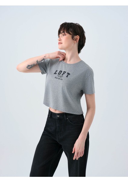 Long Crop Gri Kadın T-Shirt LF2038988 fiyatları