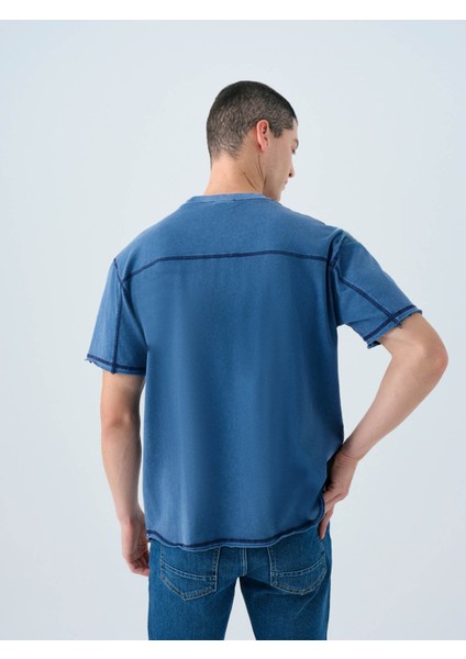 Loose Fit Lacivert Erkek T-Shirt LF2038697 fırsatları