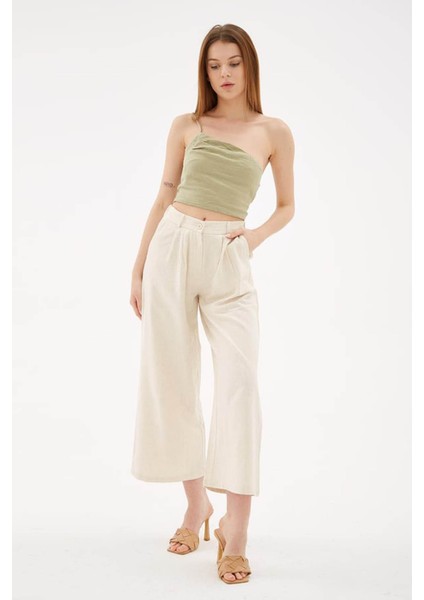 Yüksel Bel Culotte Keten Bej Kadın Pantolon 25Y0341K1 modelleri