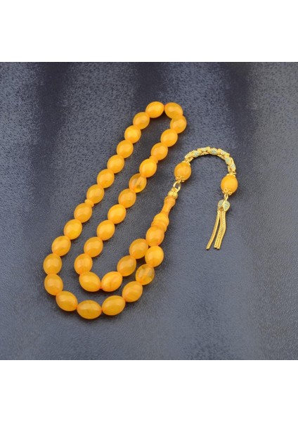 Özel Seri Arpa Kesim Gümüş Püsküllü 12X9 mm Sıkma Kehribar Tesbih fiyatları