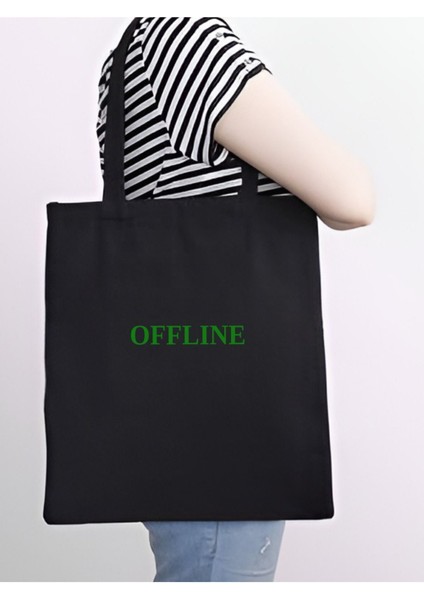 Offline Tasarım, Siyah , Kanvas Tote Bag, Bez Çanta, Kanvas Çanta fiyatları