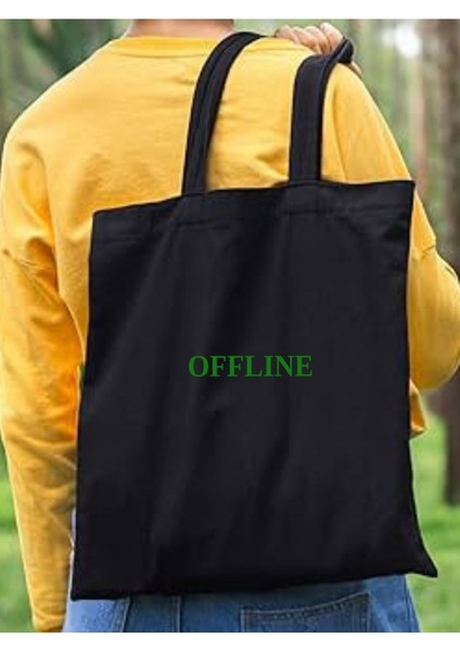 Offline Tasarım, Siyah , Kanvas Tote Bag, Bez Çanta, Kanvas Çanta indirimleri