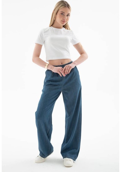 Lastikli Palazzo Mavi Kadın Pantolon 25Y0225K1 fiyatları