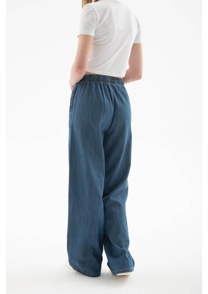 Lastikli Palazzo Mavi Kadın Pantolon 25Y0225K1 modelleri