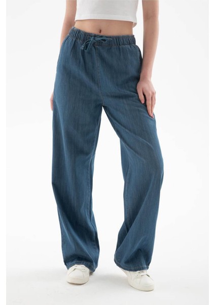 Lastikli Palazzo Mavi Kadın Pantolon 25Y0225K1 fırsatları