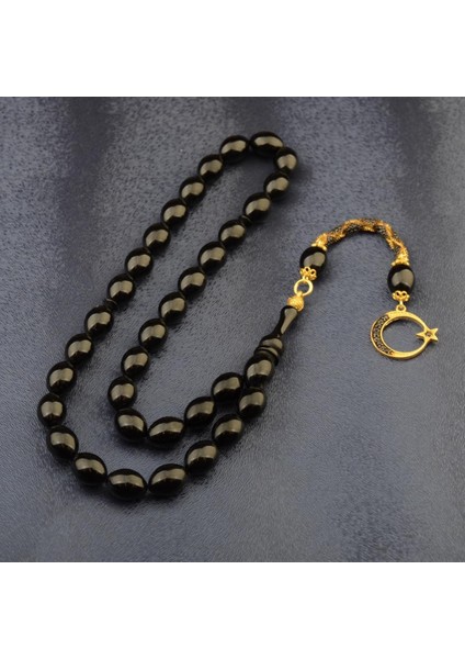 Özel Seri Arpa Kesim Gümüş Püsküllü 12X9 mm Sıkma Kehribar Tesbih fiyatları