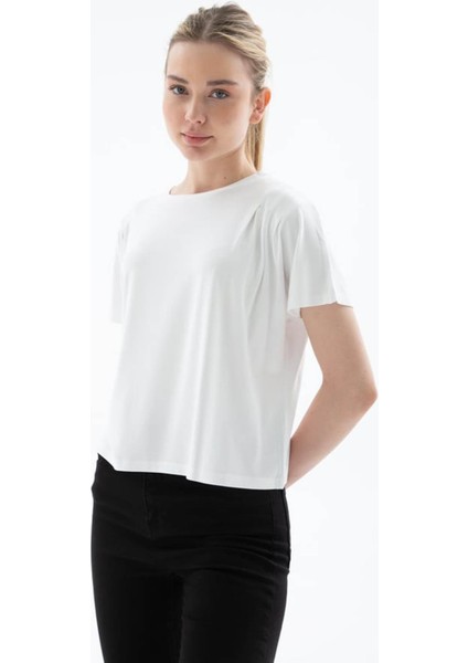 Dökümlü Viskon Ekru Kadın T-Shirt 25Y0512K1 fiyatları