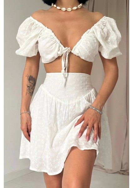 Brode Crop ve Mini Etek Takım