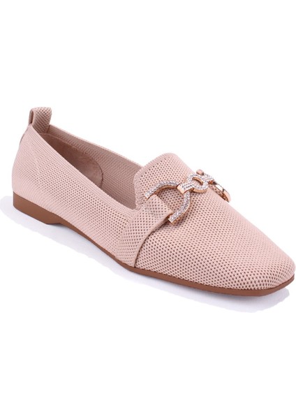 DZA07-1095213 Bej Triko Günlük Babet Kadın Ayakkabı