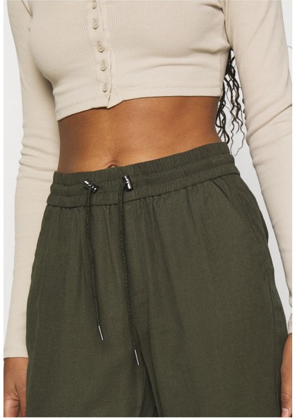 Kadın Kelda Emery Rahat Lastikli Haki Kanvas Pantolon - 15203946