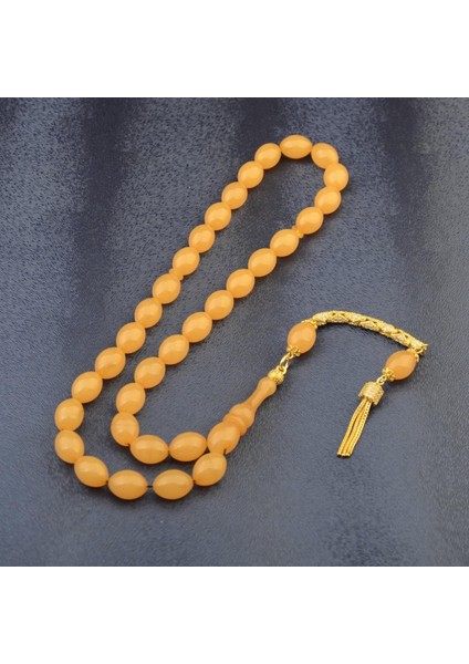 Özel Seri Arpa Kesim Gümüş Püsküllü 12X9 mm Sıkma Kehribar Tesbih fiyatları