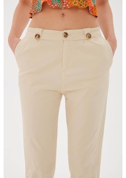 Rahat Yüksel Bel Esnek Bej Kadın Pantolon 25Y0312K1 fiyatları