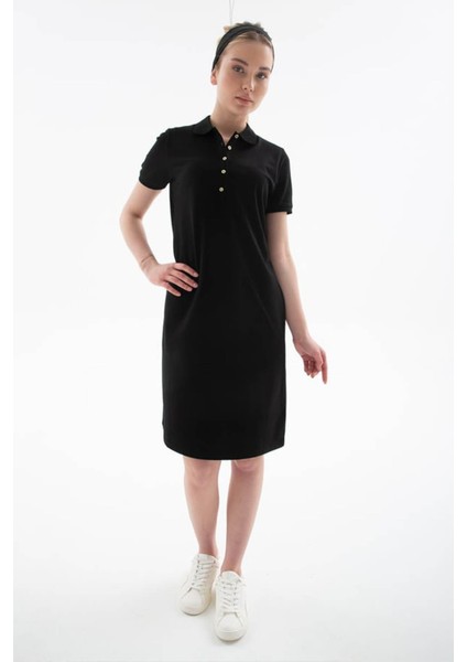 Polo Yaka Siyah Kadın Elbise 25Y0499K1
