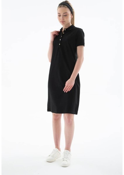 Polo Yaka Siyah Kadın Elbise 25Y0499K1 fırsatları