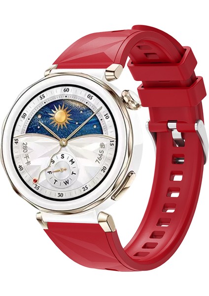 Huawei Watch Gt5 Pro 42mm Uyumlu Krd-129 Silikon Kordon Strap Kayış-Kırmızı