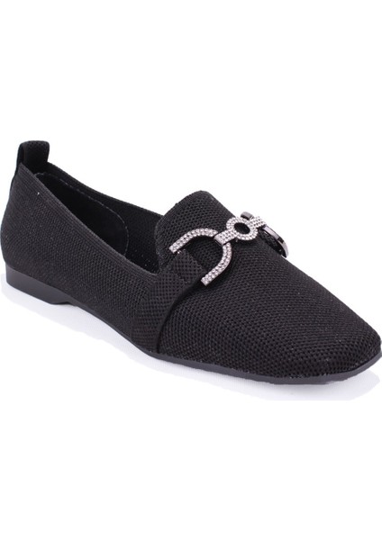 DZA07-1095213 Siyah Triko Günlük Babet Kadın Ayakkabı