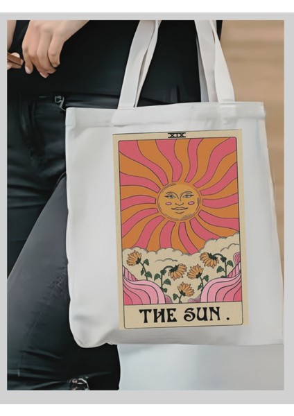 Güneş Tasarımlı Kadın Omuz Çantası, Tasarım Bez Çanta, Tote Bag fiyatları