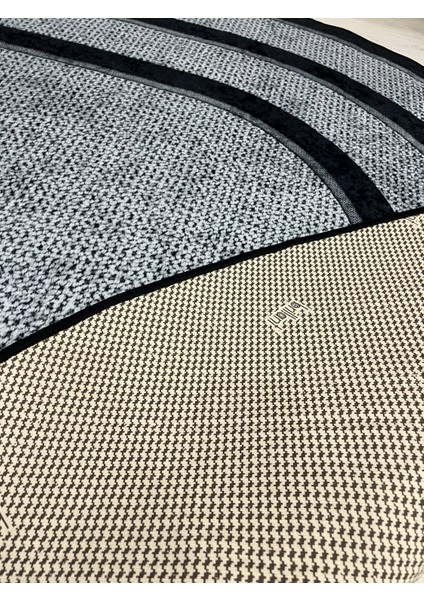 Gri-Siyah Hasır Jüt Sisal Bordürlü Görünümlü Oval Dekoratif Halı indirimleri