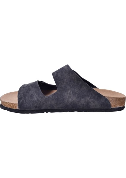S903-002 Erkek Iki Tokalı Mantar Tabanlı Yazlık Comfort Terlik Siyah