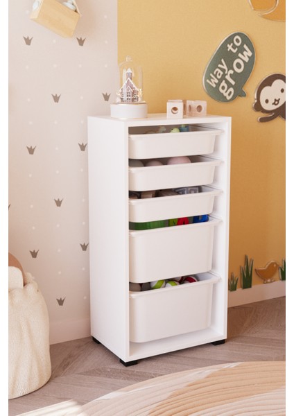 7 Sepetli Çok Amaçlı Oyuncak Dolabı - Beyaz