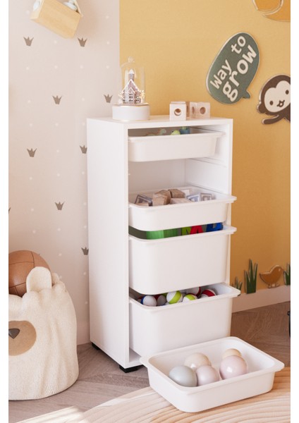 7 Sepetli Çok Amaçlı Oyuncak Dolabı - Beyaz fırsatları