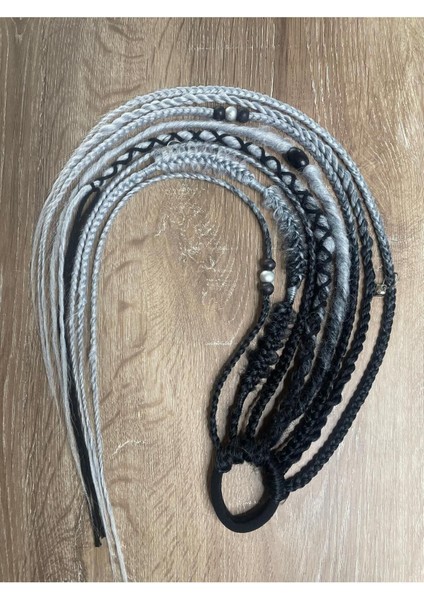 Rasta Mix Afrika Örgü Toka 8'li 50CM - Siyah & Gri Ombreli