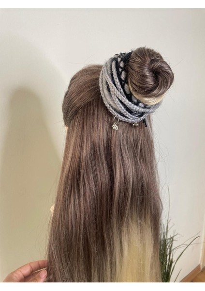 Rasta Mix Afrika Örgü Toka 8'li 50CM - Siyah & Gri Ombreli modelleri