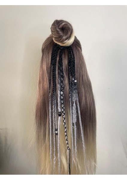 Rasta Mix Afrika Örgü Toka 8'li 50CM - Siyah & Gri Ombreli indirimleri