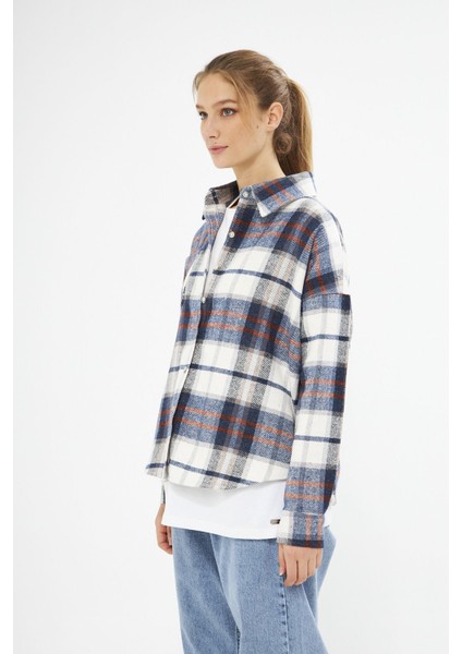 Kadın Oversize Ekoseli Desenli Oduncu Gömlek