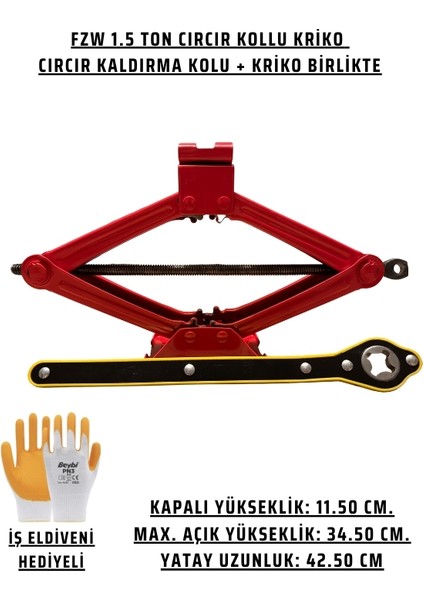 Oto Akordiyon Araç Kaldırma Krikosu Cırcır Kollu (Eldiven Hediyeli)