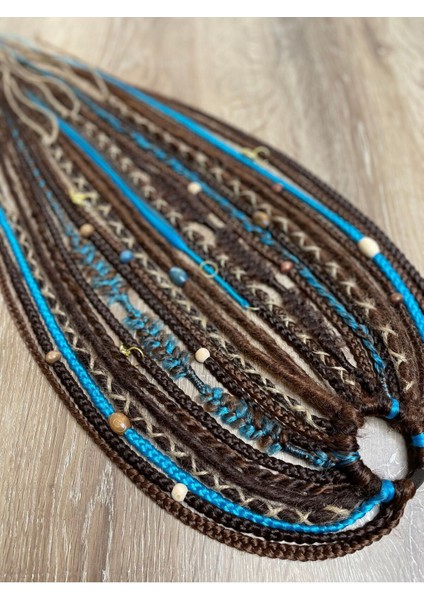 Rasta Mix Afrika Örgü Toka 25LI - Koyu Kahverengi & Kahverengi & Turkuaz