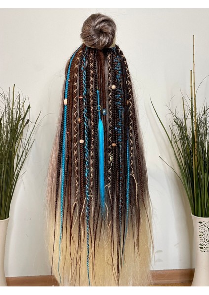 Rasta Mix Afrika Örgü Toka 25LI - Koyu Kahverengi & Kahverengi & Turkuaz fiyatları