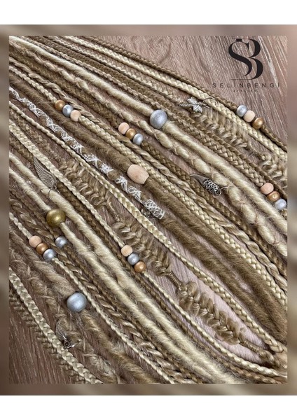 Rasta Mix Afrika Örgü Toka 25'li 50CM - Açık Küllü Kumral & Platin