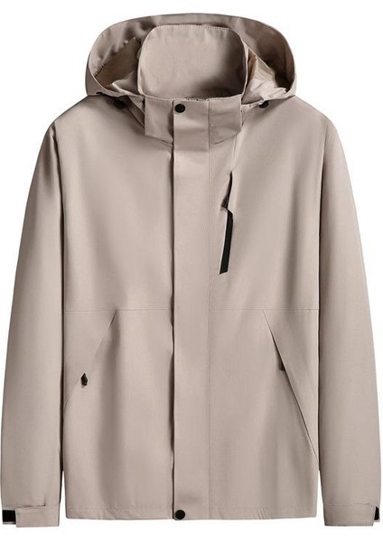 Büyük Beden Düz Renk Outdoor Kapüşonlu Erkek Outdoor Mont 001