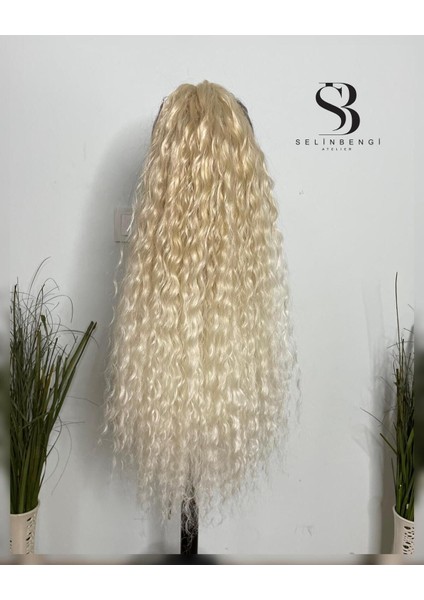 Rus Afro Dalgası Mandallı At Kuyruğu Saç Tokası - Bal Köpüğü & Platin Ombreli