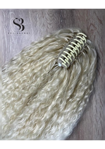 Rus Afro Dalgası Mandallı At Kuyruğu Saç Tokası - Bal Köpüğü & Platin Ombreli modelleri