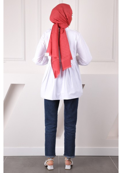Ekru Yaka Fırfırlı Kimono