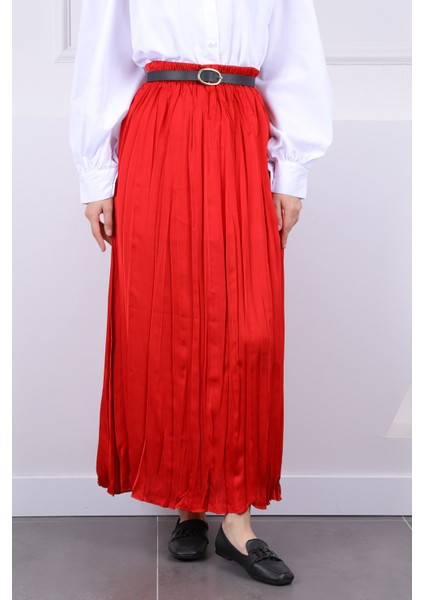 Kırmızı Beli Lastikli Kıraş Etek