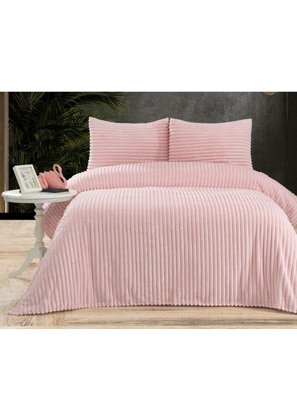 Tavşan Tüyü Yatak Örtüsü Çift Kişilik 220 x 240 Yastıklı Peluş